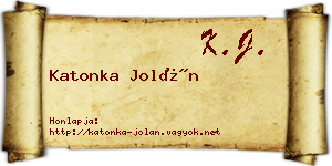 Katonka Jolán névjegykártya