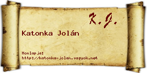 Katonka Jolán névjegykártya